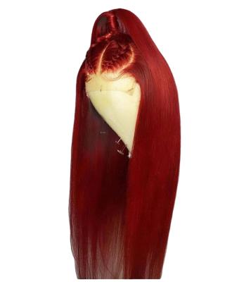 China Hd Transparent Red Colored Light Soft And Soft Human Hair 100% Full Body Wave Lace Front Wig Human Hair Lace Front Wig for sale