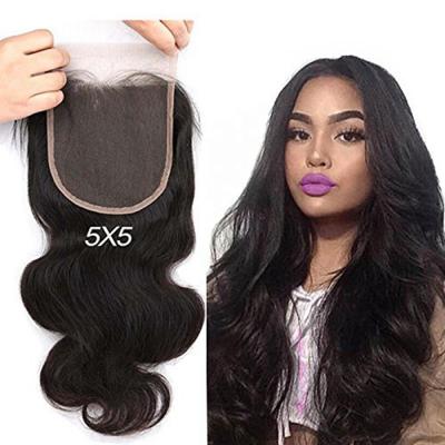 China Silky Straight 100% Human Brazilian Hair Wave Lace Closure Weaving Transparent Remy Hair Straight Free Part HD Lace Headband Closure Natural Color for sale