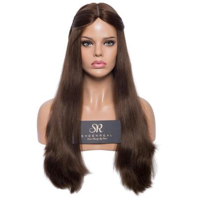 China European Straight Wig 250% Density Big Layer Straight Jewish Silk Base Unprocessed Virgin Hair Wig for sale