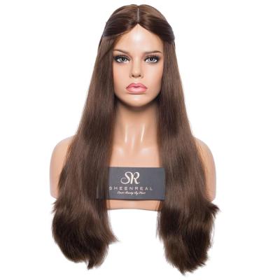 China European Straight Wig 250% Density Big Layer Straight Jewish Silk Base Unprocessed Virgin Hair Wig for sale