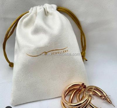 China Hot BIODEGRADABLE Logo Suede Drawstring Pouch Velvet Ribbon Custom Gold Stamp Packaging Bag For Jewelry for sale