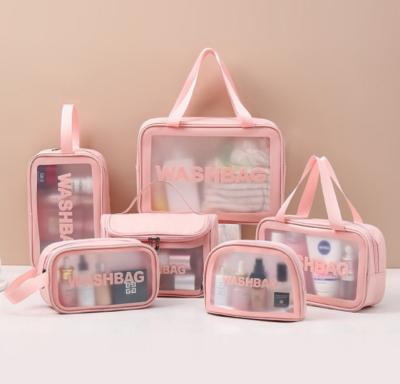 China Low Moq Logo Pu Transparent Cosmetic Bag Waterproof Bath Bag Large Capacity Large Capacity Custom Wash Bag for sale