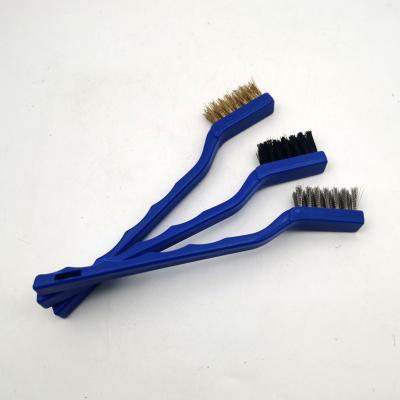 China Wholesale Reusable Stainless Steel Rust Plastic Handle Cleaning Nylon Brass Wire Brush for sale