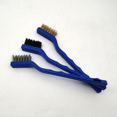 China Reusable Mini Nylon Brass Stainless Steel Wire Brush With Plastic Handle for sale