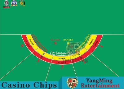 China 5 Players Baccarat Texas Hold'Em Casino Table Layout Customized Semicircular for sale