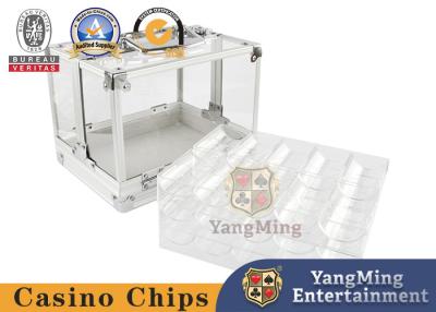 China Poker Game Table Chip Box Aluminum Alloy 600 Piece Transparent Chip Box for sale