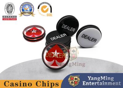 China Stock Direct Black and White Double Sided Engraved Dealer Button Casino Baccarat Texas Hold'em Poker Game Tabletop Dealer Button for sale