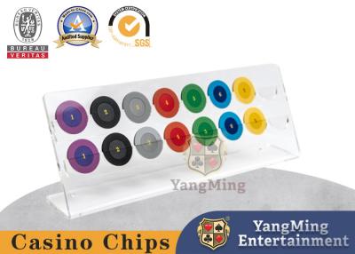 China Casino Transparent Chip Rack 16 Round 40mm Poker Chips Coins Acrylic Display Rack Custom for sale