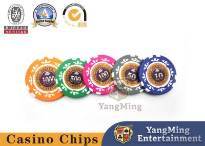 China Baccarat Texas Casino Table Customized ABS Clay Poker Chip Set With Film Design for sale