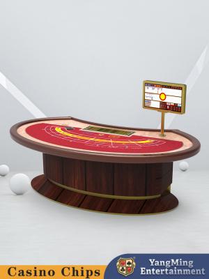 China Factory Custom Design Treadle Casino Poker Table Oval Treadle Lucky Six Baccarat Poker Table for sale