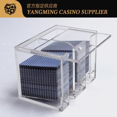 China New Upgraded Acrylic Two Compartments Eight Decks Card Waste Box Baccarat Gambling Table Game Waste Card Box zu verkaufen