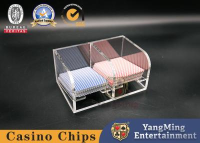 Cina Crystal trasparente Acrilico Cow Cow Poker Discard Box Club Tavolo di gioco 2 Compartimento Cassa di carte in vendita