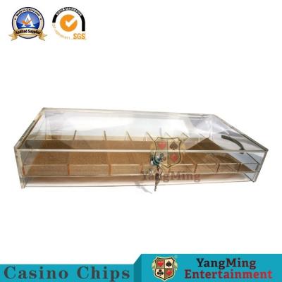 China Portable Casino Chip Tray Dragon Tiger Baccarat Table Translucent Gold Wire Bottom Acrylic Plastic Chip Holder for sale