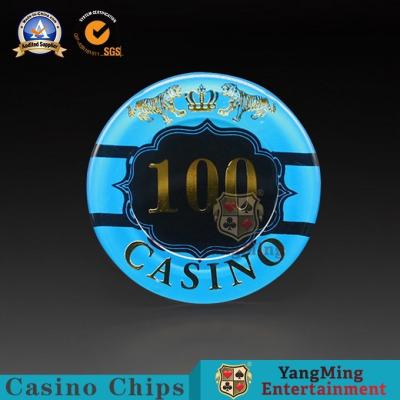 China Crystal Acrylic Crown Tiger Chips Hot Stamping Poker Anti Counterfeiting for sale