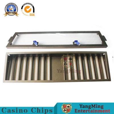 China Brass Metal Iron Single-Layer Lockable Chip Box Baccarat Acrylic Texas Clay Anti-Counterfeiting Chip Countertop Tray for sale