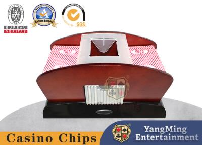 China Plastic Casino Shuffling Machine 2 Sets Playing Cards Wooden No. 5 Battery Poker Entertainment Shuffler for sale