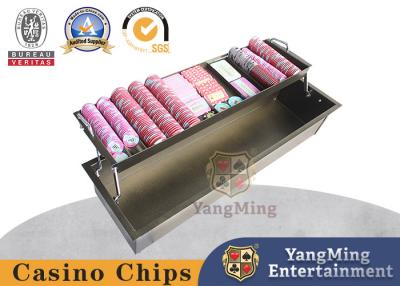 China 12 Grade Código redondo de camada dupla Código quadrado com fechadura Poker Barro Caixa de chips cerâmica Chapa de ferro à venda