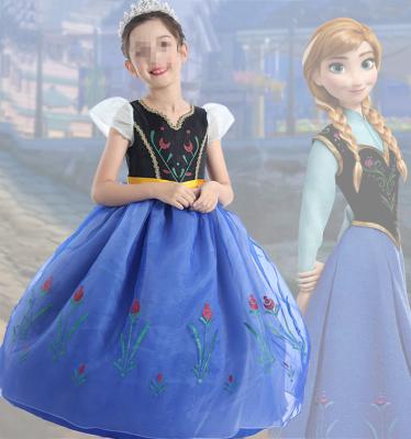 China Anti-wrinkle 7-12Yrs Girl's Dress Fairy Frazen Princess Dress Snow Elsa Anna Dress for sale