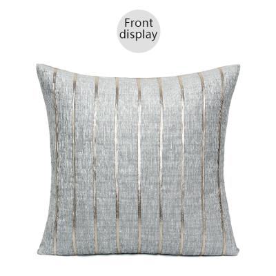 China Anti-Static Support Customized Color Pattern Nordic Style Luxury Silver-Grey Quilting Decorative Pillow With Hot Gilt Edge for sale