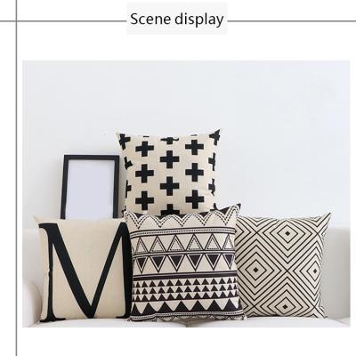 China 2021New Product Geometric Striped Cotton Canvas Pillowcase Simple American Country Print Pillowcase In Stock for sale