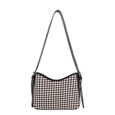 China Retro Grid Design Fashionable Women PU Tote Bag Shoulder Bag Handbag With PU Strap for sale