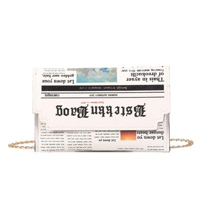 China Fashionable Cheap Fashion Women Shoulder Bag Summer Newspaper Design Women Handbag Cross - Body Bag Ladies Chain Bag for sale