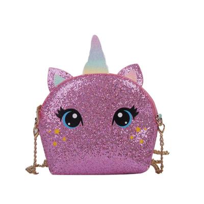 China Fashionable Bling Design Girls Kids Unicorn Shoulder Bag PU Wallet Bag Handbags for sale