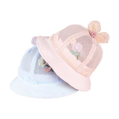 China Image Summer Flower Design Princess Baby Mesh Sun Hat Sunscreen Bucket Child Funny Hat Lovely for sale