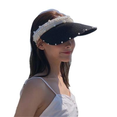 China Picture Ladies Women Straw Visor Sun Hat Summer Hat UV Headband for sale