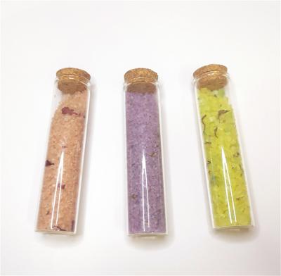 China 100% OEM/ODM Natural Rose Lavender Salt Organic Crystal Scent Shower Spa Bath In Glass Tube for sale