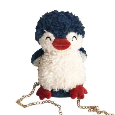 China Lovely Design Toddler Girls Furry Plush Penguin Shaped Kdis Shoulder Bag Cross - Body Wallet Messenger Bags Handbag for sale