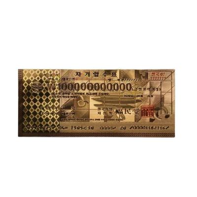 China People Art Custom Korean Won Commemorative Gold Foil Banknote Handwork Gift Gold Foil Banknote Coin for sale