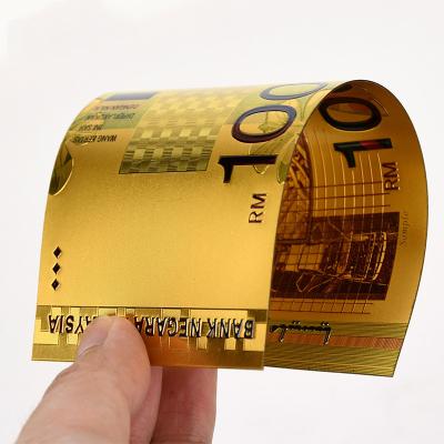 China Folk Art Banknotes 24k Gold Plated Antique Gold Plated Souvenir 5 Euro Notes Commemorative Euro Bills Decoration 10 20 50 100 200 for sale