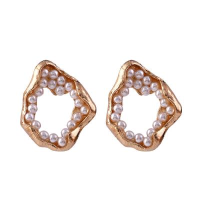 China The irregular personality of the retro style of the needle S925 non-allergic silver pearl earrings stud icy women's earrings for sale