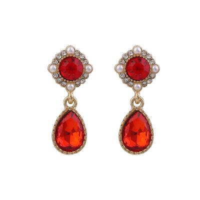 China Non Allergic Needle Ruby Stud Earrings Temperament Elegant Crystal Delicate Earrings from S925 Silver for sale