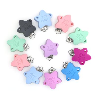 China 100% Non-Toxic Multi-Color Non-Toxic Food Grade Silicone Pacifier Baby Clips Wholesale Love Mom Teether for sale