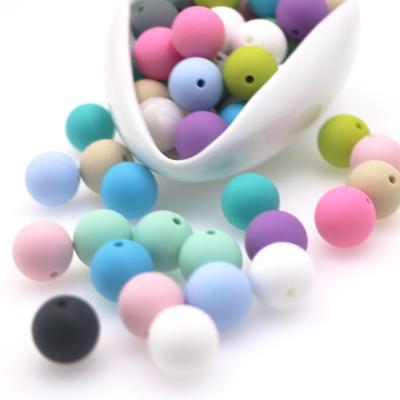 China 100% Bpa Free Loose Soft Wholesale Silicone Food Grade Baby Teether 15mm Non-Toxic Round Beads for sale