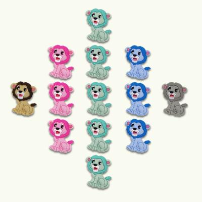 China 100% Non-Toxic Food Grade Silicone Teething Silicone Animal Pendants Toys New Design Colorful Lion Baby Teethers Beads for sale