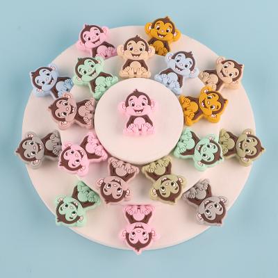 China 100% 2021 Hot Selling DIY Monkey Shape Stylish Chewable Necklace BPA Free Non-Toxic Cute Pacifier Beads Monkey Shape Cute Beads for sale