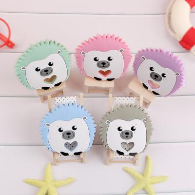 China 100% New Non-Toxic Customized Food Grade Baby Chew Necklace 5 Sensory Colors Cute And Highly Effective Hedgehog Teether Toy for sale