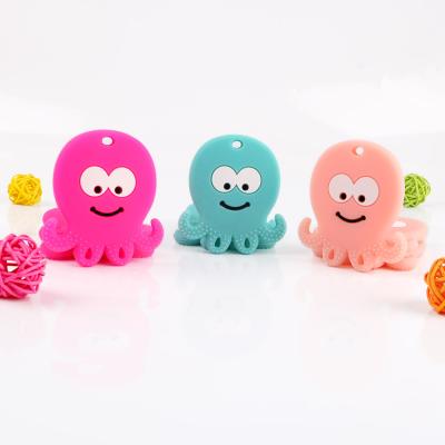 China 100% Food Grade Non-Toxic 2021 High Quality Teether Nursing Soft Toy Octopus Shape Food Grade Teethers Baby Five Color Cute Brown for sale