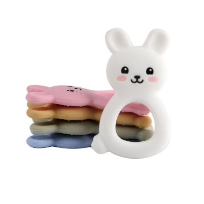 China 100% Non-Toxic Food Grade Silicone Baby Teether Teething Toys Rabbit Chew Necklace Food Grade Silicone Pendants for sale