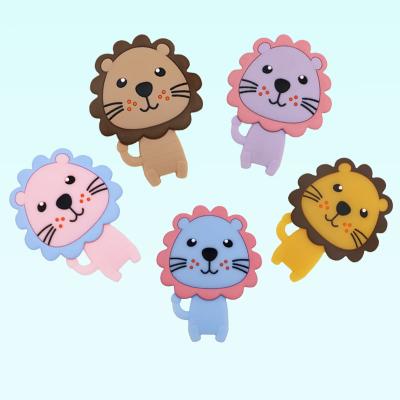 China 100% non-toxic food grade silicone baby teether teething toys lion chew necklace food grade silicone pendants for sale