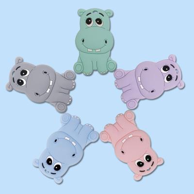 China 100% non-toxic food grade silicone baby teether teething toys hippo chew necklace food grade silicone pendants for sale