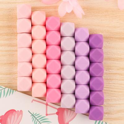 China Kovict Soft Hot Selling Hexagonal Silicone Beads 14mm For DIY Bracelet Necklace Baby Soft Colorful Silicone Loose Beads for sale