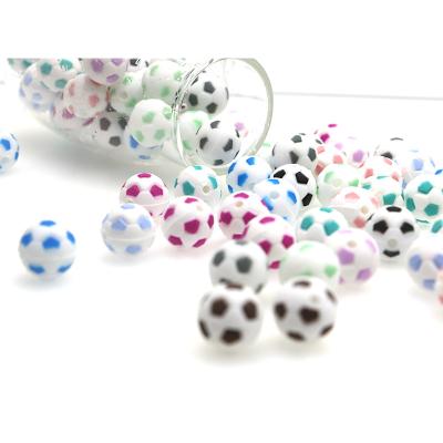 China Kovict 15mm Soft Custom Handmade Toy Food Grade 15mm Football Silicone Baby Teether Round Silicone Beads for sale