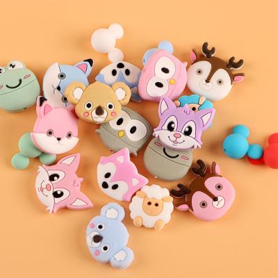 China Kovict Soft Wholesale Baby Toys DIY Handmade Accessories Soft Soothing Teether Beads Mixed Food Grade Silicone Animal Beads for sale