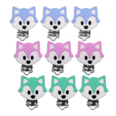 China 100% Food Grade Non-Toxic Free Sample Wholesale Pacifiers Teething Multicolor Fox Silicone Baby Clips for sale