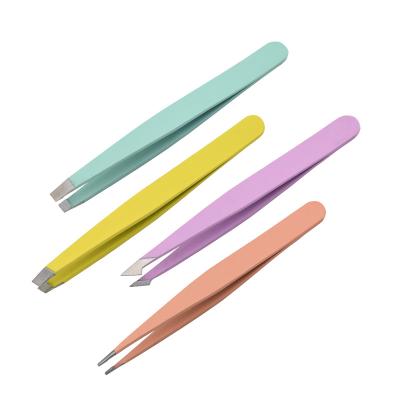 China Eyebrow Amazon Slant Tip And Pointed Eyebrow Tweezers Set Tweezers For Eyebrows for sale