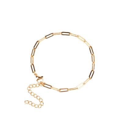 China Firstmadam CLASSIC Custom Solid 18K Gold Tasty Paperclip Link Chain Bracelet for Women Girls for sale